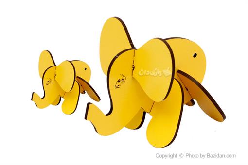 اسباب-بازی-سازه چوبی ساختنی فیل مدل yellow
